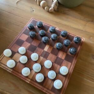Hearth and Hand Wooden Checkers Set with White and Black Pieces